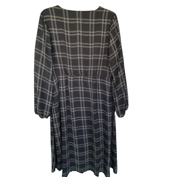 Sweet Salt Midi Dress Plus Size XXL Blue Plaid Lined Long Sleeve Modest Office - Picture 2 of 12